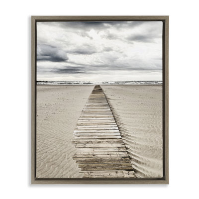 Sand Covered Boardwalk Framed Floater Canvas Wall Art by Incado