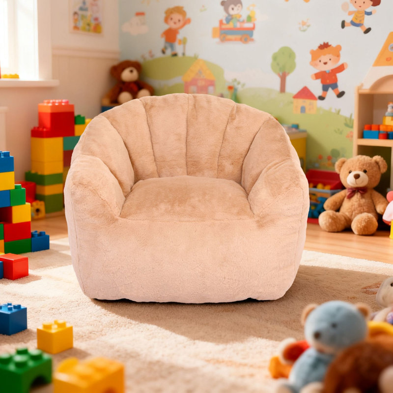 Fauteuil à billes Comfy, Fausse fourrure brune