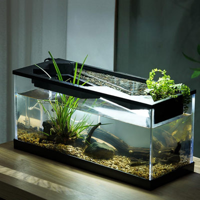 Acrylic Desktop Aquarium with Lid and Integrated Water Pump – Clear Fish, Shrimp, Turtle, and Reptile Habitat