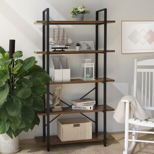 FOLUBAN 3 Tier Bookshelf, Industrial Bookcase and Book Shelves for Bedroom,  Rustic Wood and Metal Shelving Unit for Office, Oak