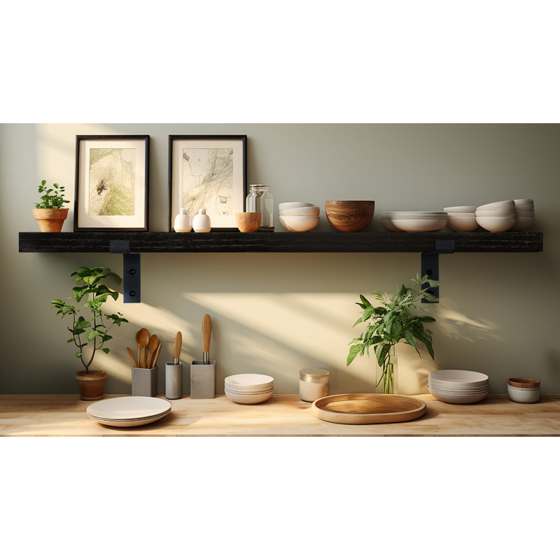 Rayne Red Oak Bracket Shelf Black, 2" H x 39" W x 7" D