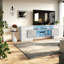Meuble télé moderne gris, panneau de particules avec rangement à DEL pour la maison