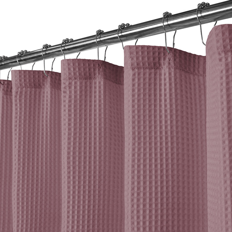 Cotton Blend Waffle Single Shower Curtain, Dusty Pink