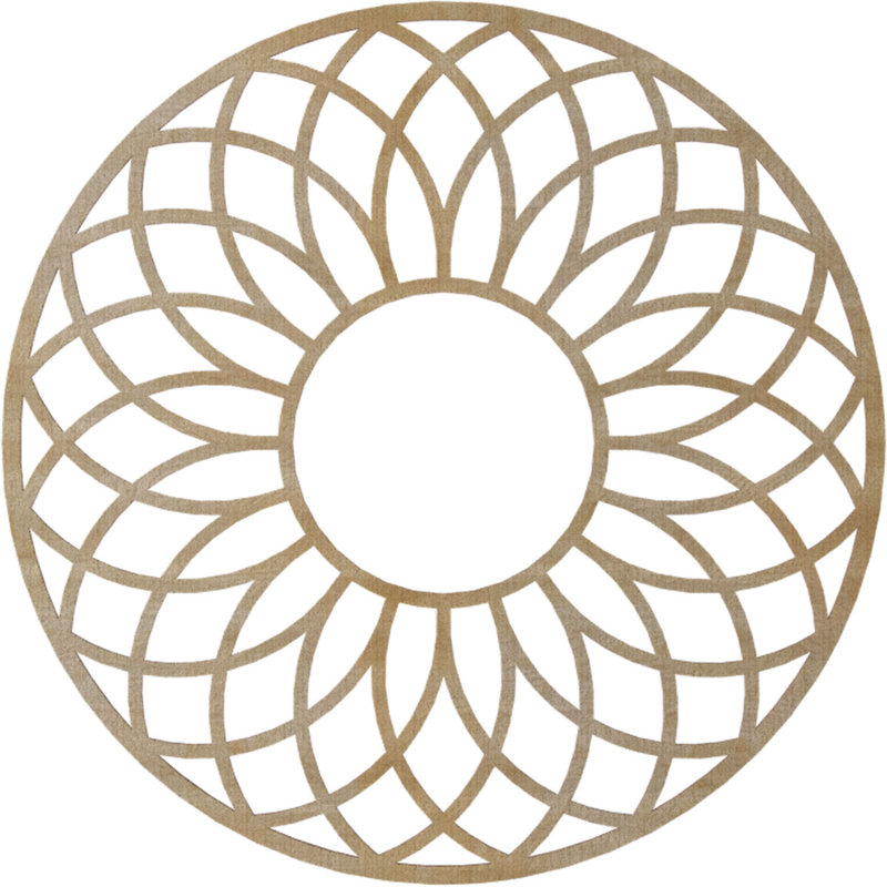 Médaillon de plafond en bois ajouré Cannes, H 34 po x l 34 po x P 0,38 po, Noyer blanc