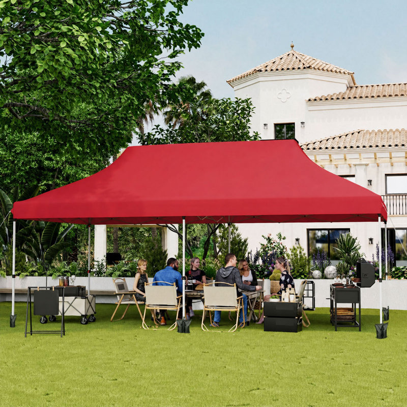 Abri pliant instantané 3 x 6 m (10 x 20 pi) avec 3 hauteurs ajustables, rouge
