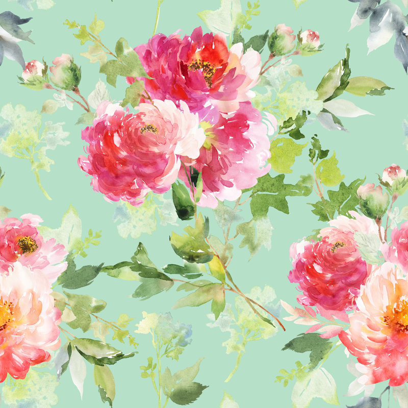 Wanamie Pink Flowers - Wrapped Canvas Print, 30cm H x 30cm W x 3.8cm D
