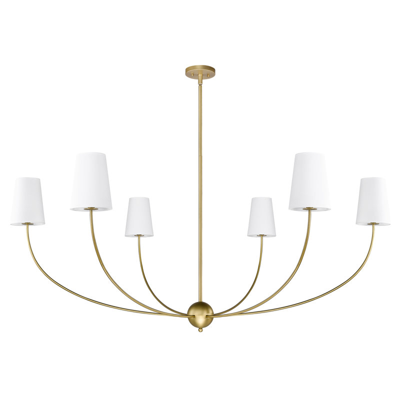 Caral Dimmable Traditional Shaded Chandelier, Rubbed Brass, 25.75" H x 62" W x 62" D, 6