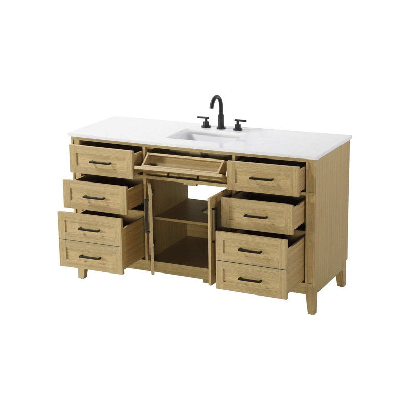 Meuble-lavabo simple 60 po brun miel, 60", Brun miel