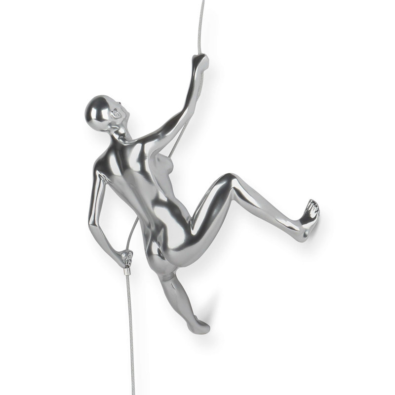 Handmade Modern People Wall Decor on Resin, Silver