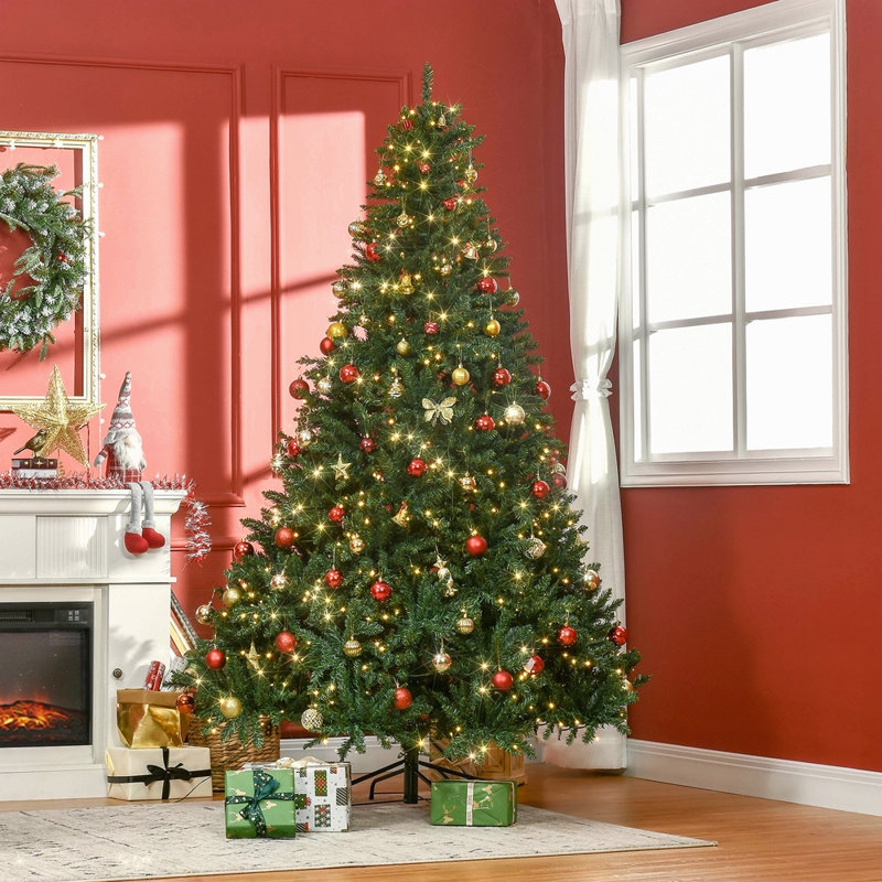 Sapin de Noël artificiel illuminé 7 pi avec branches réalistes, 700 lumières DEL blanc chaud et 2154 pointes