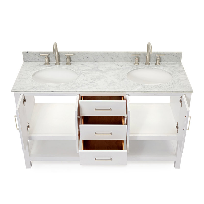 Magnolia Bath Vanity Rectangular Basin S073DCW2R,  61", Oval, White