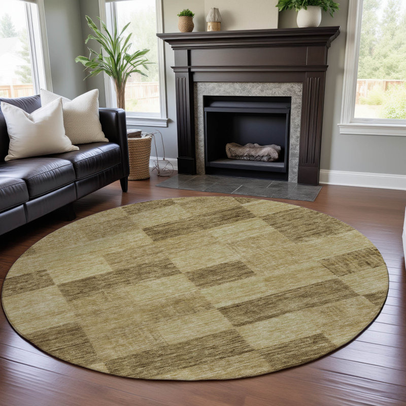 Premium Machine Washable Alves AMF1139 Geometric Rug, Round 8'