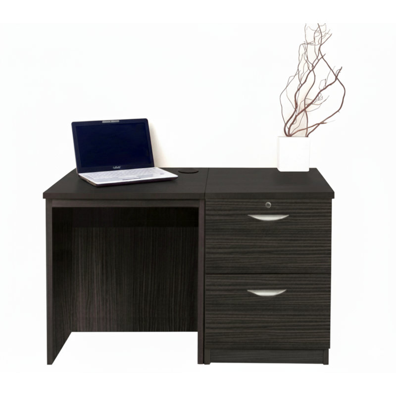 Walshaw Solid Wood Base Computer Desk, Black Havana