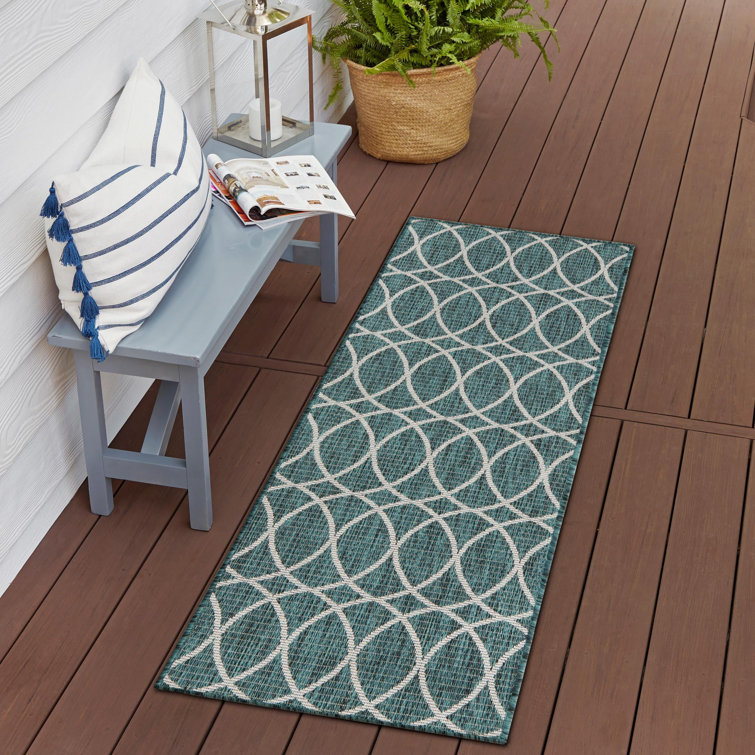 Teal Gitter Indoor/Outdoor Trellis Rug