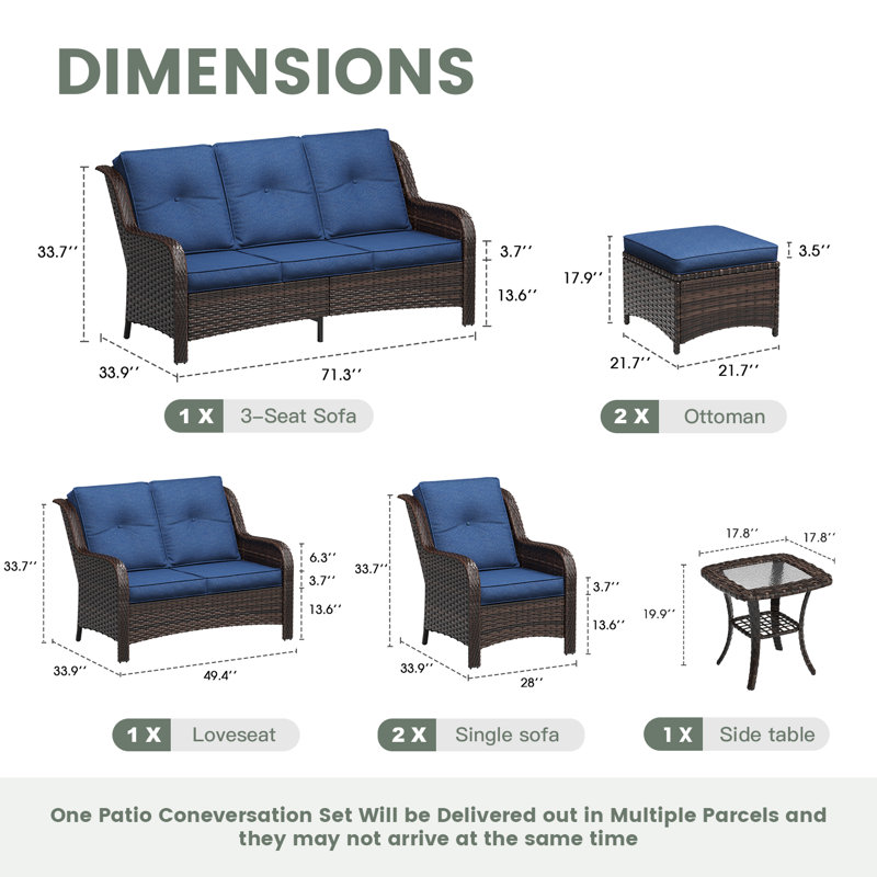 Outdoor Conversation Set, Slate Blue, Brown