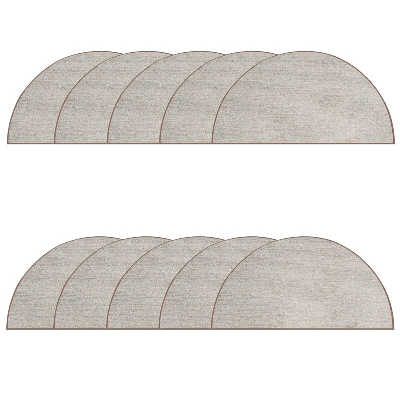 Ensemble de tapis de couleur unie touffetés à la machine en polyester beige, Demi-cercle 1 pi 6 po x 3 pi