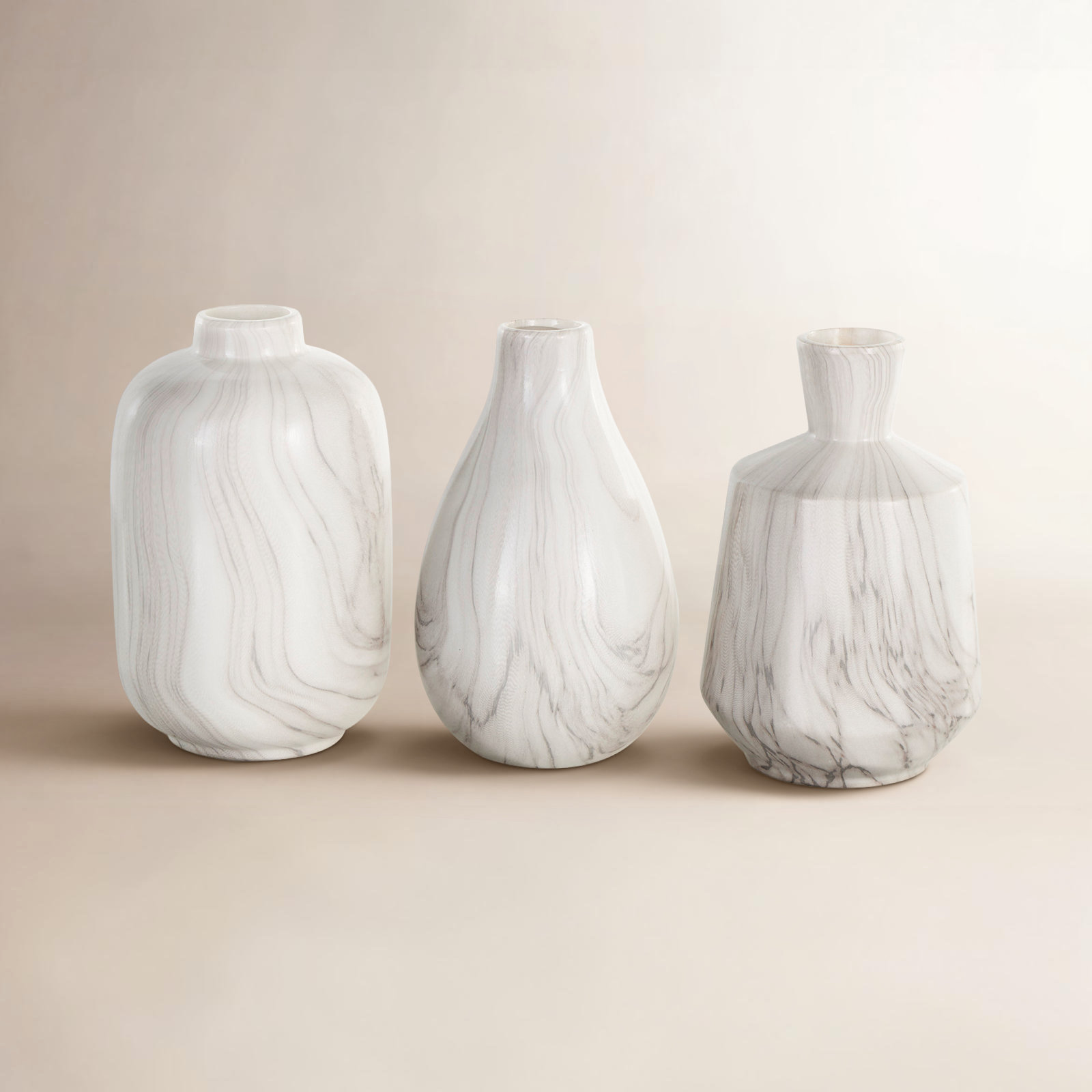 Mable Ceramic Table Vase, White/Gray