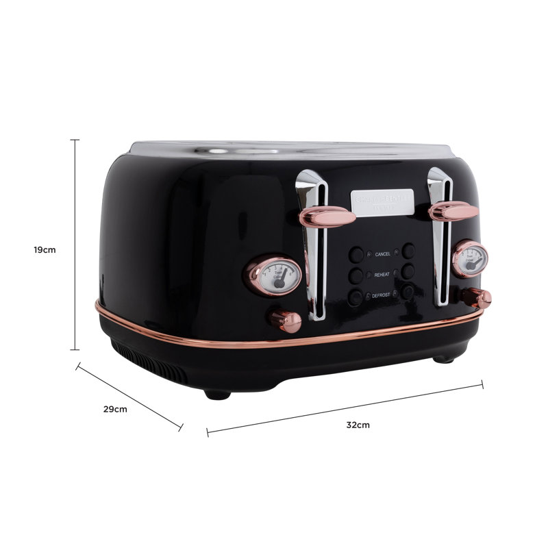 4 Slice Toaster, Black/Rose Gold