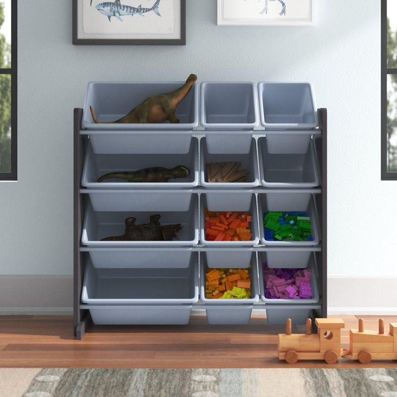 Organisateur de jouets avec bacs Rafael, Espresso/gris
