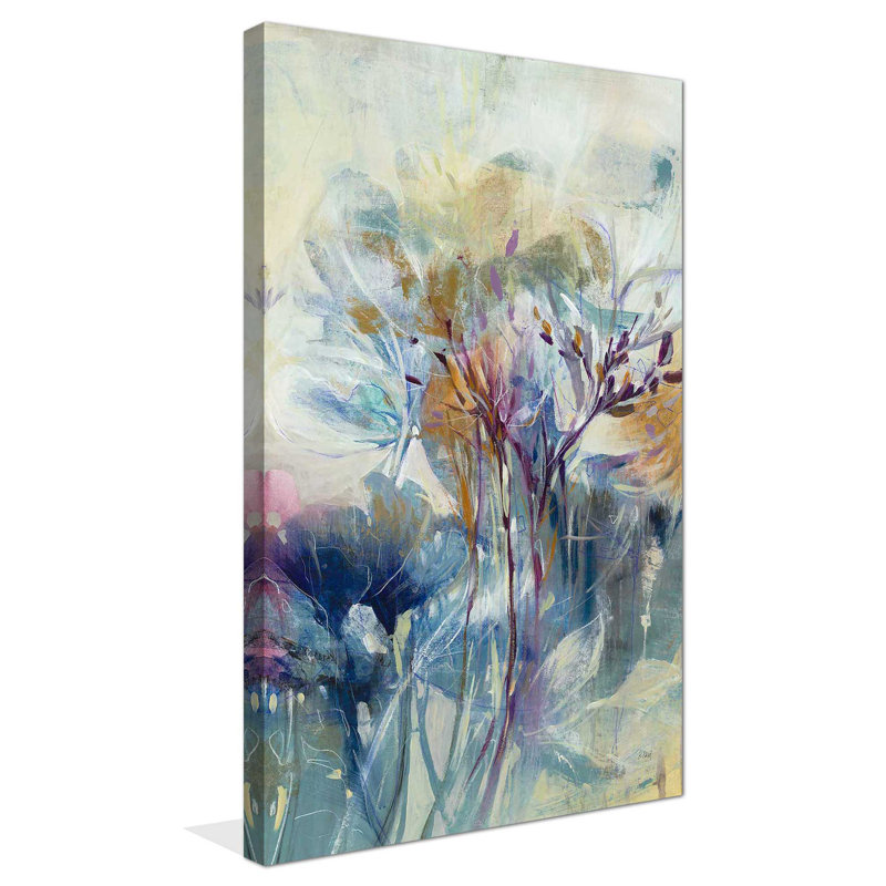 «Meadow Safran II» par K.Nari - Peinture, H 48 po x l 28 po x P 1,5 po, Toile tendue