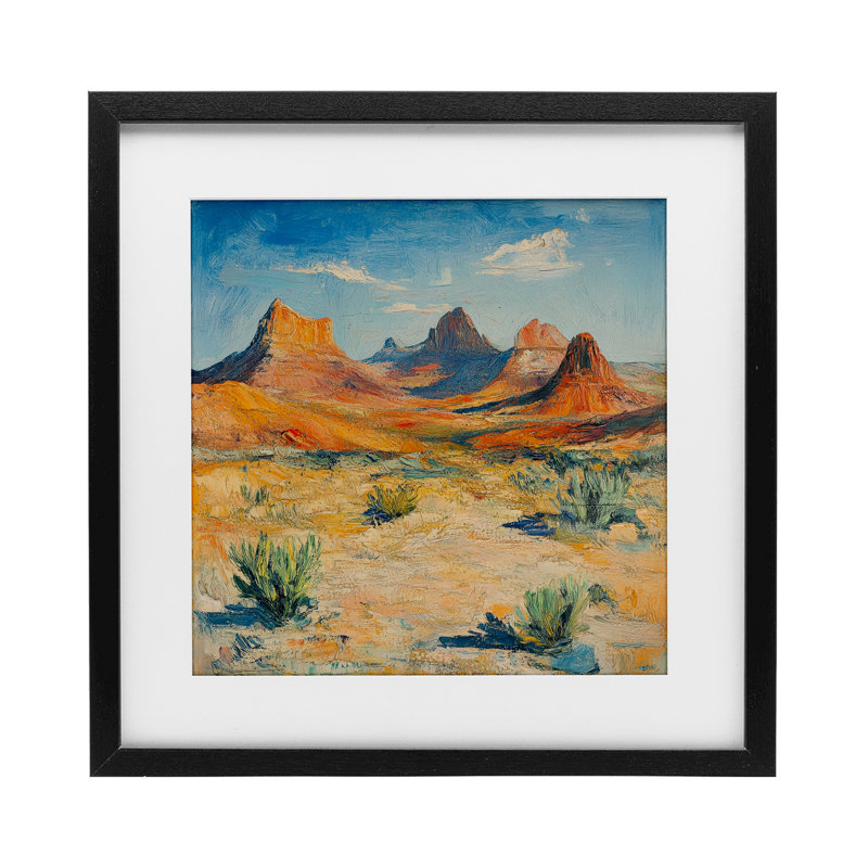 Montagnes du désert, reproduction encadrée sous verre, design par Petal Prints Design, H 13 po x l 13 po, Cadre noir minuit