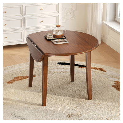 Table de salle à manger extensible ronde pour 2 à 4 personnes - Bois d'hévéa pliable et base en bois aggloméré