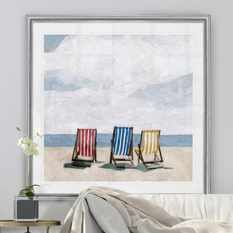 Beach Trip II - Imprimé, Cadre argenté, H 17,5 po x l 17,5 po x P 1,5 po