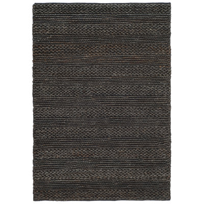 Paucar Natural Fiber Hand Woven Jute/Cotton Solid Color Rug in Charcoal Gray