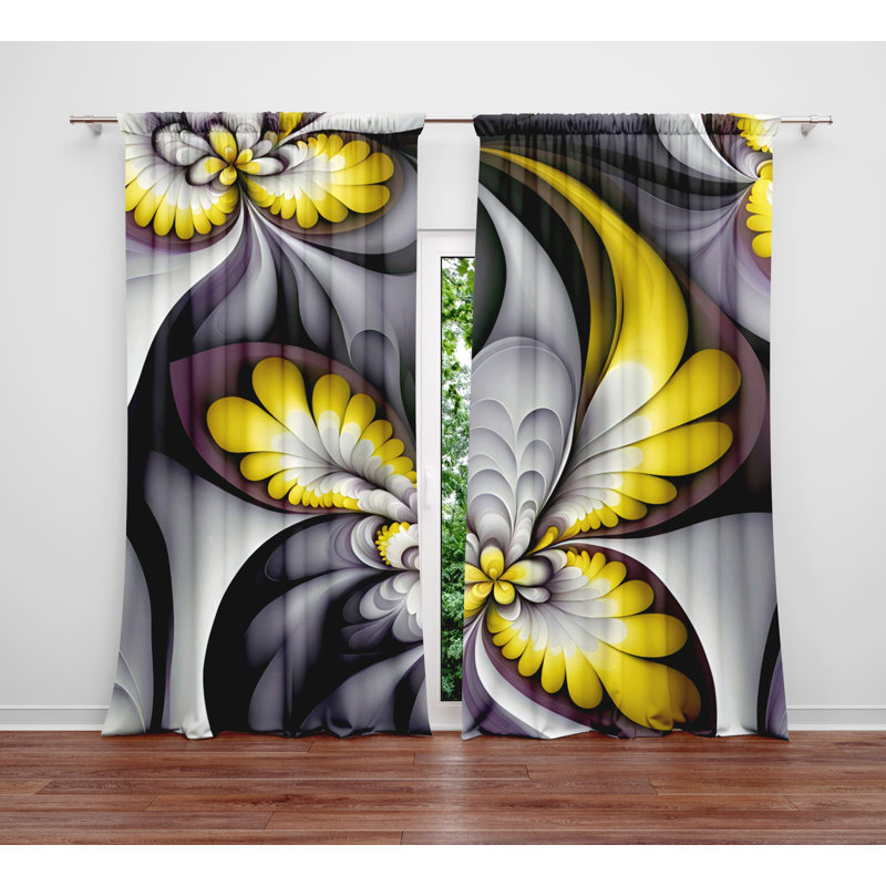 Paire de rideaux semi-transparents en polyester Dymin, L 20 po x L 52 po