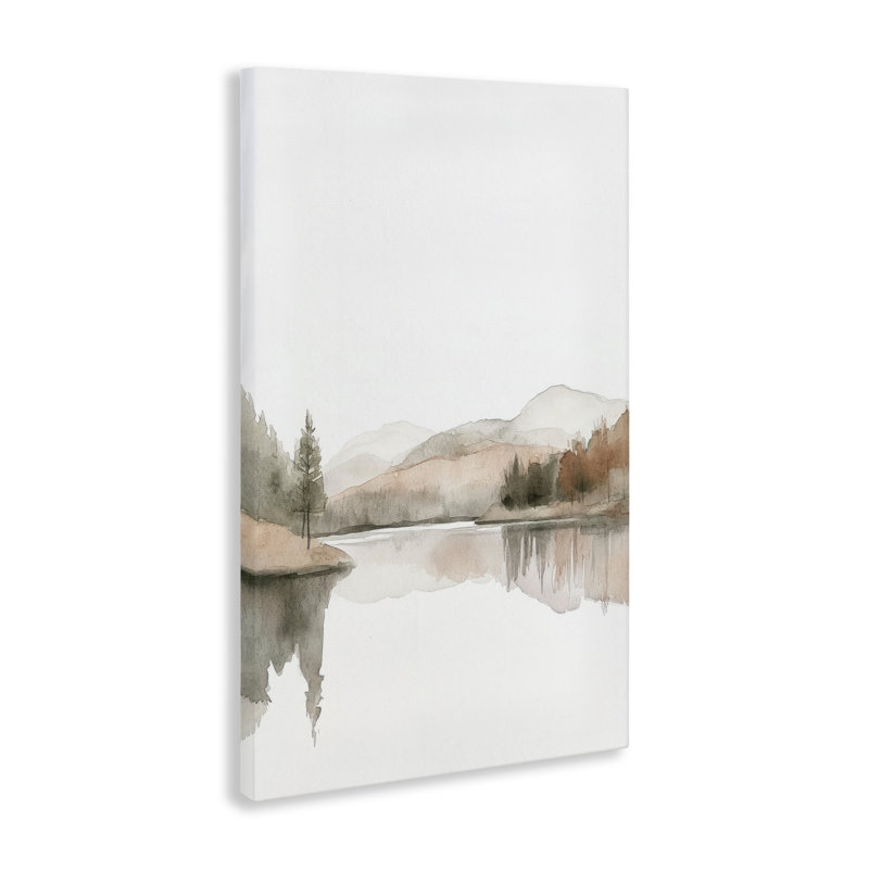 Toile de paysage aquarelle douce et fluide, design par Mona Grace, H 36 po x l 24 po