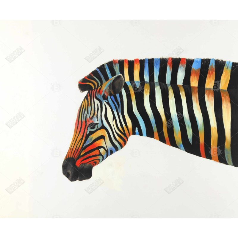 Zèbre coloré - Toile de faune orange pour la décoration intérieure
