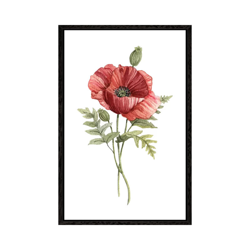 Scarlet Poppy by Carol Robinson - Painting on Canvas, Black Framed, 152.5 cm H x 101.5 cm W