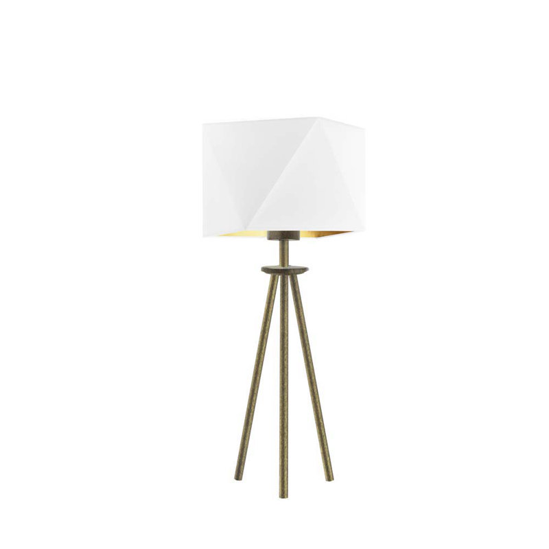 Emmly Metal Tripod Lamp, Old Gold, White