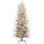 6Ft Tall Prelit Artificial Christmas Tree Holiday Décor With 636 Snow Flocked Branches, 250 Warm Yellow Clear Lights, Auto Open, Extra Bulb