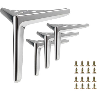 Heavy Duty Metal Furniture Legs Set Of 4, Modern Triangle Design For Sofa, Cabinet, Couch, And Chair, Durable Carbon Steel Construction With Electroplated Finish