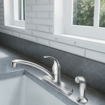 Moen Adler Single Handle Deck-mount Kitchen Faucet with Sprayer ( Deck Plate Included ) ( Side Sprayer Included )
