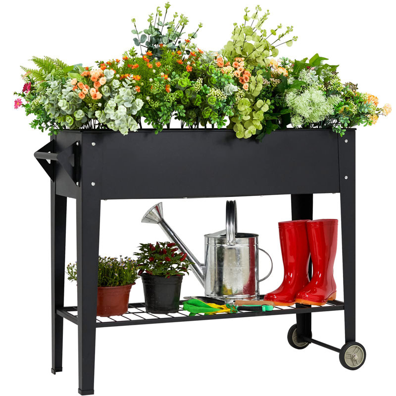 Elevate 32" Tall Raised Garden Bed Outdoor with Wheels, Gray