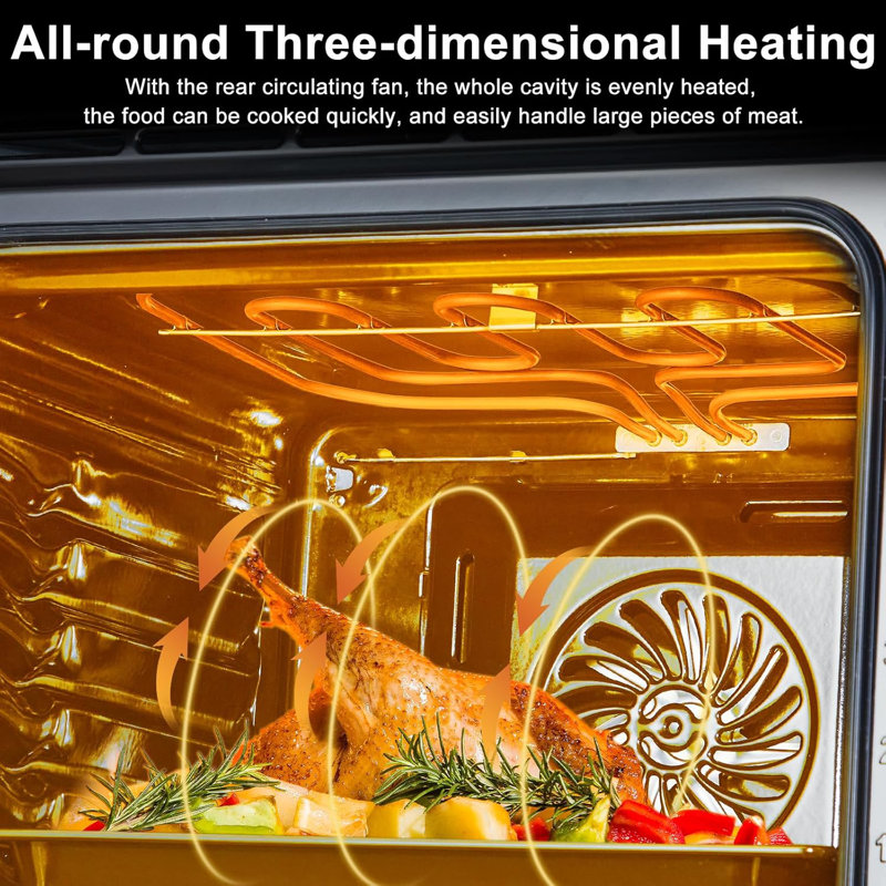 Four mural électrique simple en acier inoxydable 24 po, four à convection intégré de 2,5 pi cu avec écran tactile, 3000 W, 240 V