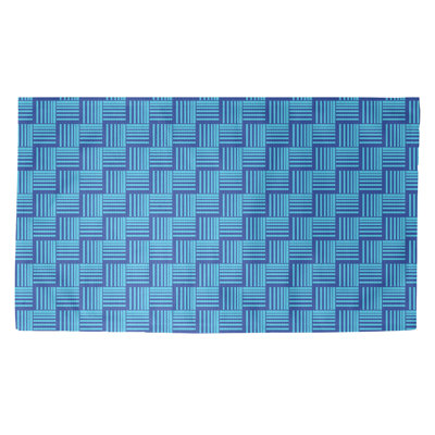 Tapis décoratif bleu à rayures nattes