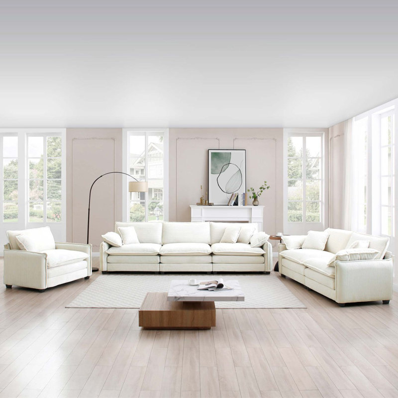 Canapé modulaire surdimensionné 3 pièces Boneless, Beige