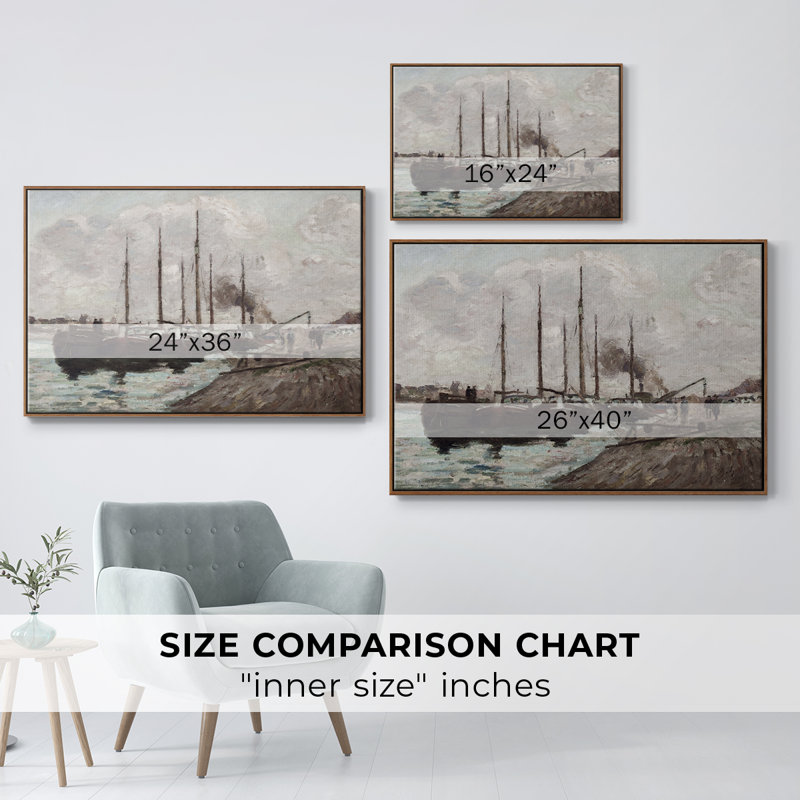 Impression nautique rétro sur toile CXCVII, Toile encadrée noyer flottant, H 27 po x l 41 po x P 2 po
