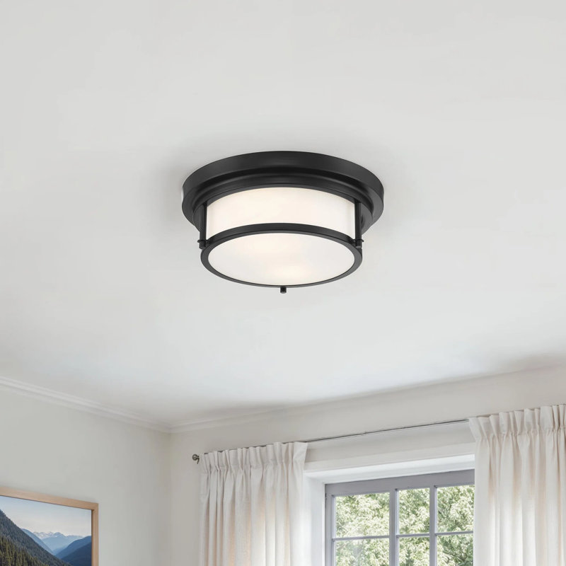 Candiss 2-Light 13" Flush Mount in Matte Black, Matte Black