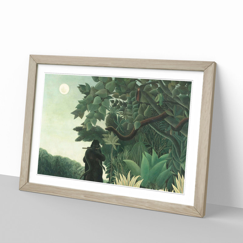The Snake Charmer by Henri Rousseau - Framed Print, 27cm H x 36cm W x 2cm D, Oak Framed
