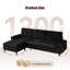 3 Seater Corduroy Sofa & Chaise,L Shaped Sofa with Movable Storage Ottoman, 3-Seater Modular Sectional Sofa, Corduroy Couch, Wooden Frame, Deep Seat, Ideal for Living Room, Black-343101939