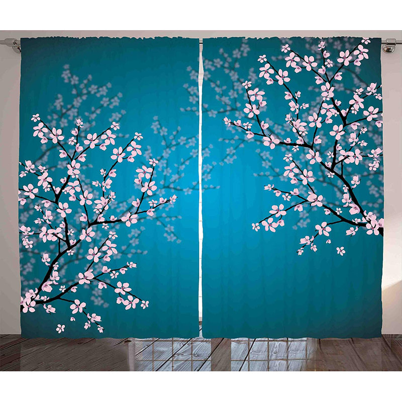 Floral Semi-Sheer Rod Pocket Curtain Panels, 54" W x 63" L