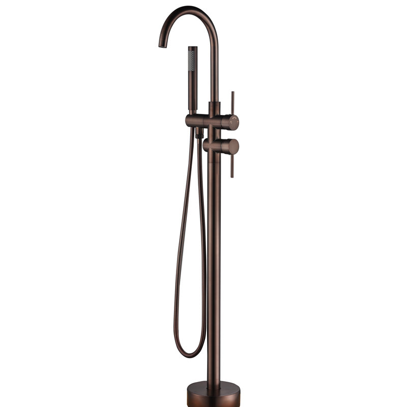 Robinet de baignoire autoportant monocommande à fixation au sol avec douche à main