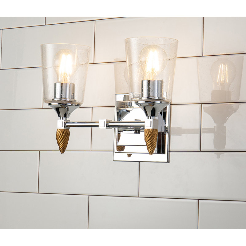 Ensemble de meuble-lavabo 2 lumières Stidham Vetiver, Argenté/doré