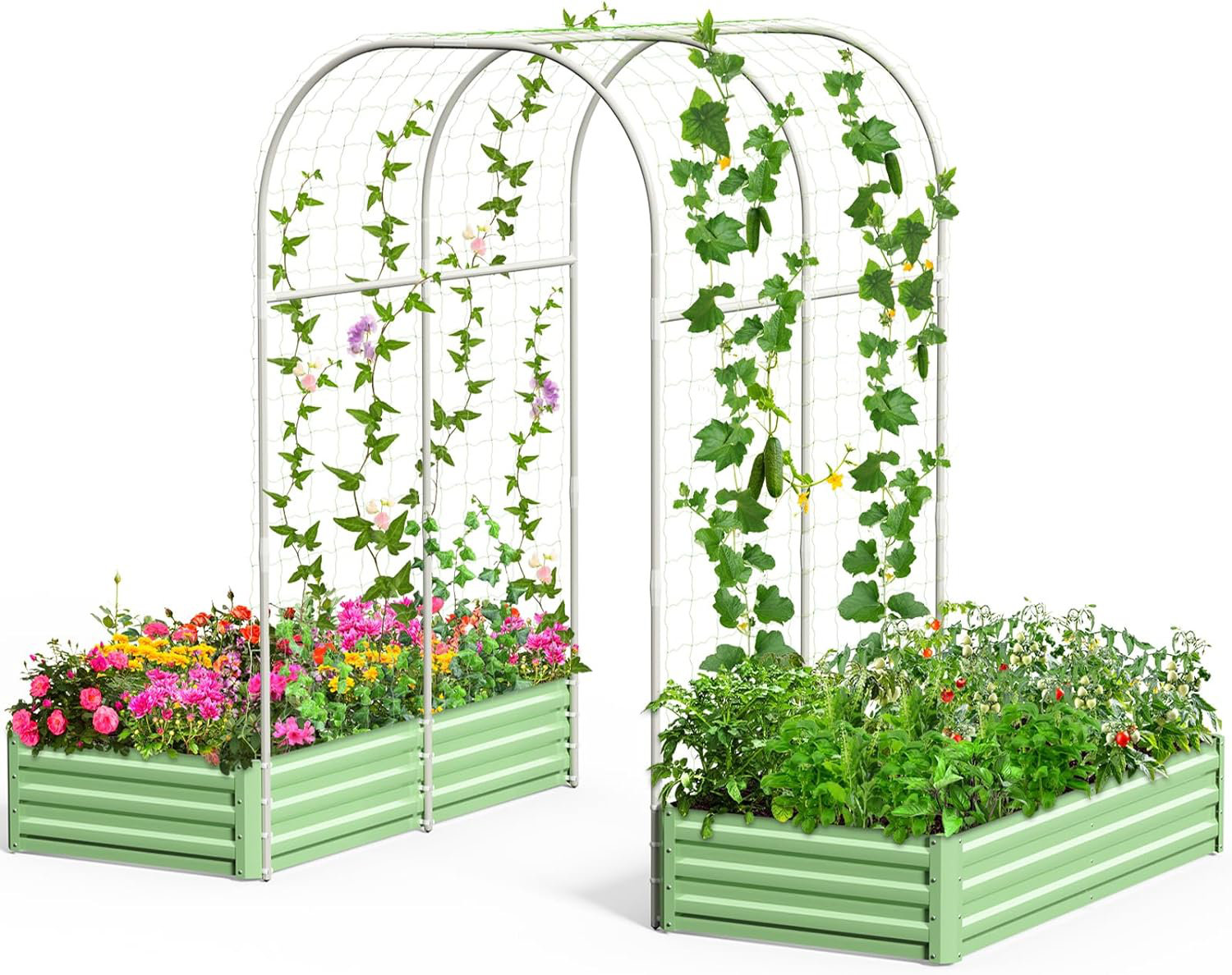 Miory Garden Arch Trellis for Climbing Plants, 3.9 x 7.9ft Metal ...