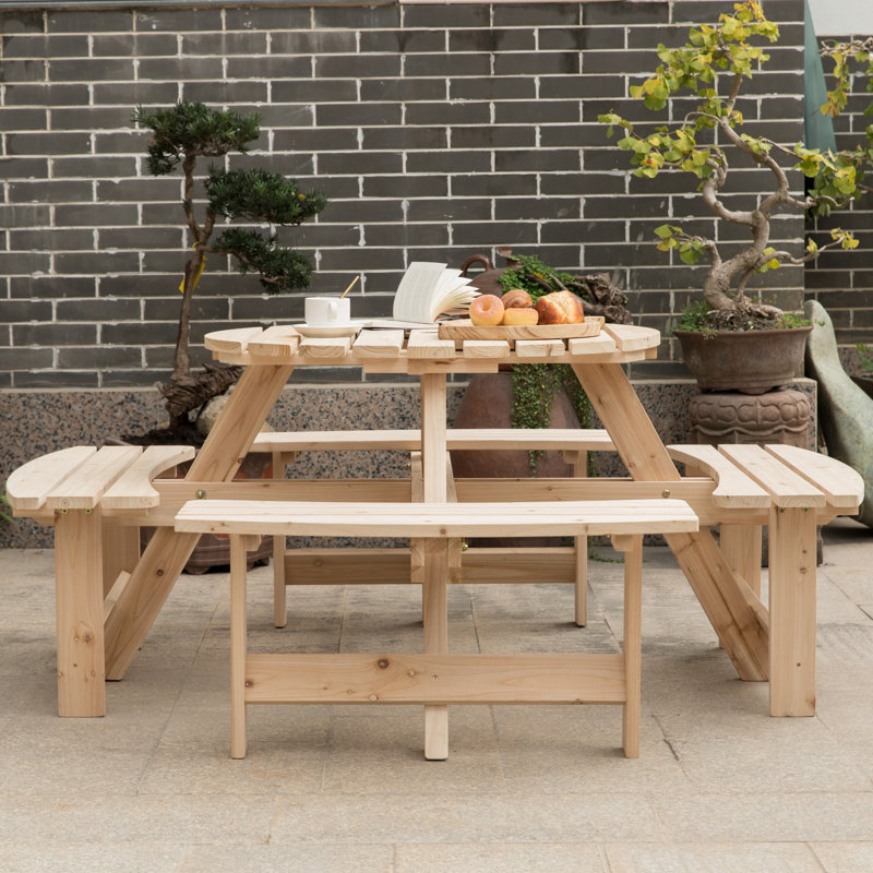 Arlynda 8 - Person Patio Dining Set with Round Table, Natural