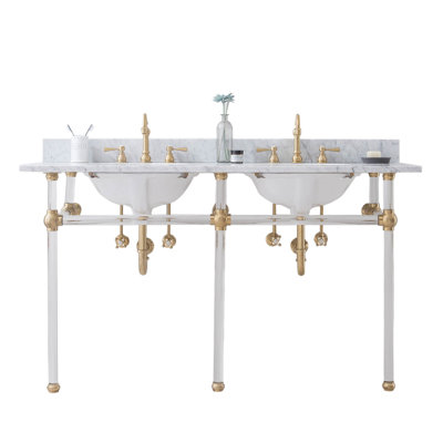 Empire Stone Oval Console Bathroom Sink with Faucet and Overflow